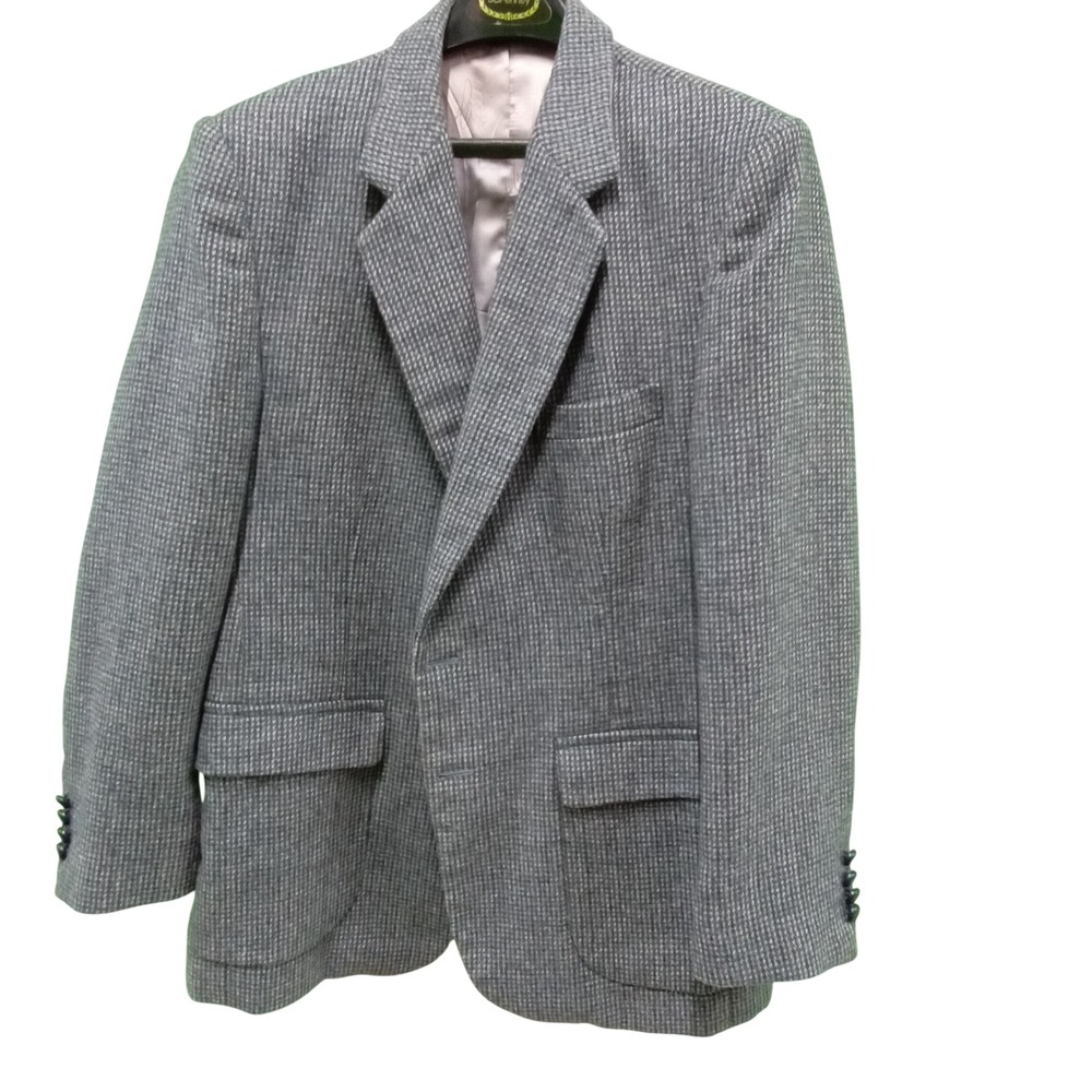 Joe Namath Signature Blazer Men 46R Gray‎ Plaid Wool Blend Sport Coat Office